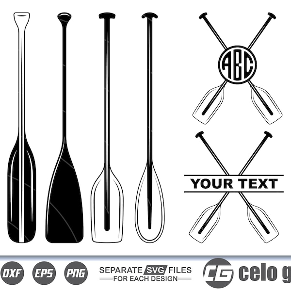 Canoe Paddle SVG, Canoe Paddle Vector, Cricut file, Clipart, Silhouette, Cuttable Design, Dxf, Png & Eps Designs.