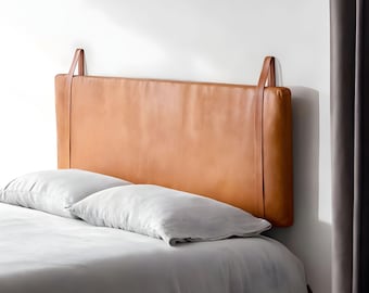 Genuine Leather Tufted Headboard, Modern Upholstered Wall Panel for King, Queen, Full & Twin, Hanging Bed Headboard for Boho Bedroom Decor