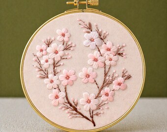 Buy Cherry Blossom Embroidery Pattern: Floral Sakura DIY (PDF