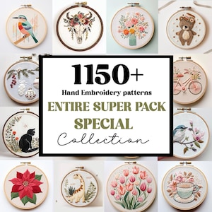 WHOLE SHOP BUNDLE!! 1150+ Embroidery Patterns, All Current And Future Designs, Mega Discount, Lifetime Access, Hand Embroidery Bundle Deal