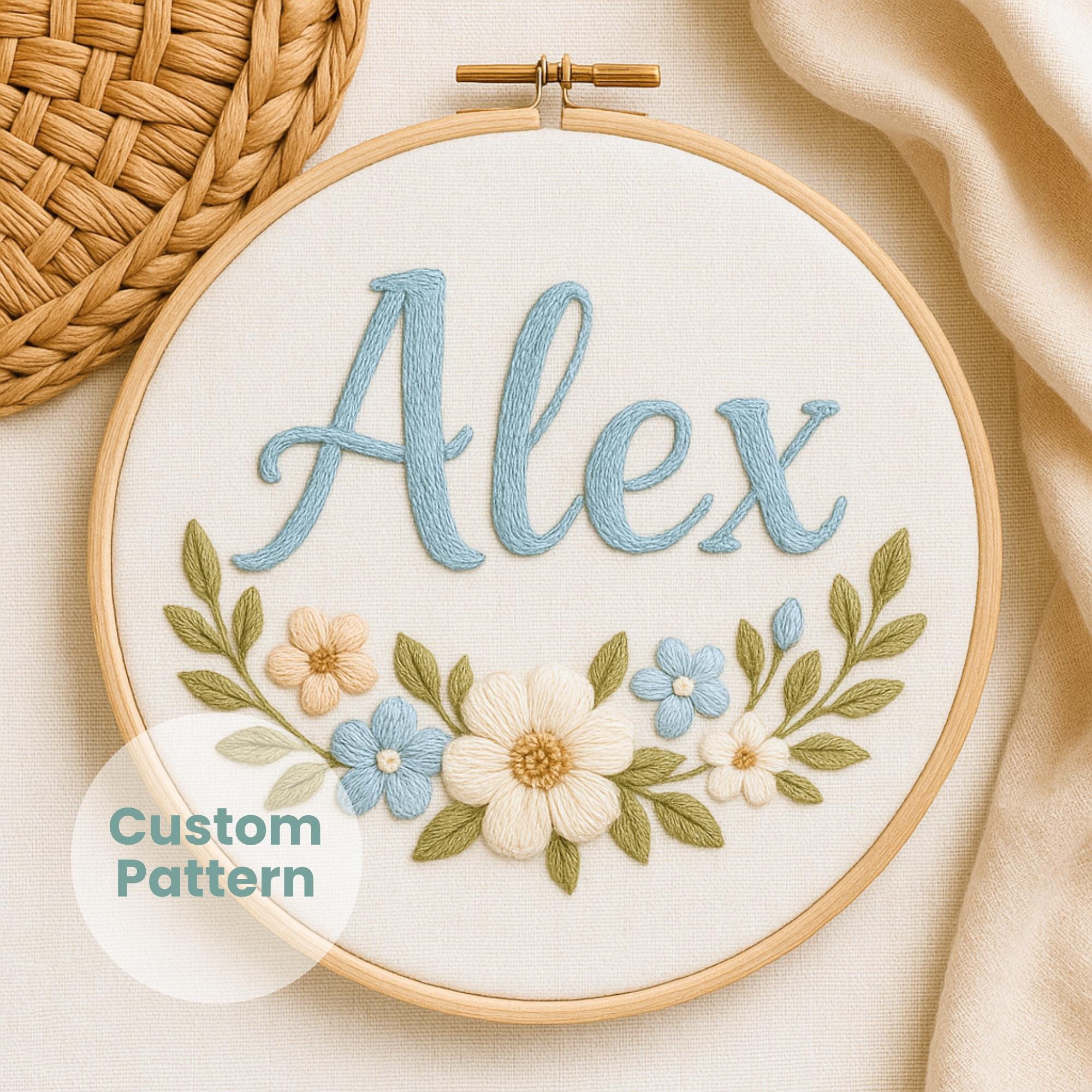 Personalized Name Pattern Personalized Name Flower Embroidery Pattern: Custom Nursery Decor (PDF ...