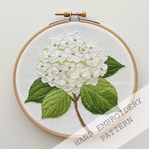 Hydrangea Flower Embroidery, Hand Embroidery, Floral Flower Pattern, Birthday Gift, Needlework, Hoop Art, gift for mom, creative embroidery