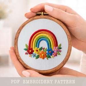 Rainbow Embroidery Pattern: DIY Floral Design (PDF Pattern)