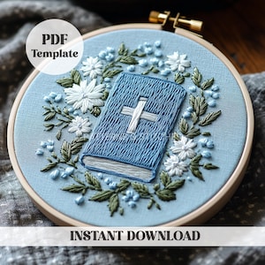 Religious Hand Embroidery Pattern, Floral Bible Hand Embroidery Design, Catholic Hand Embroidery, Faith Hand Embroidery, Hand Embroidery PDF