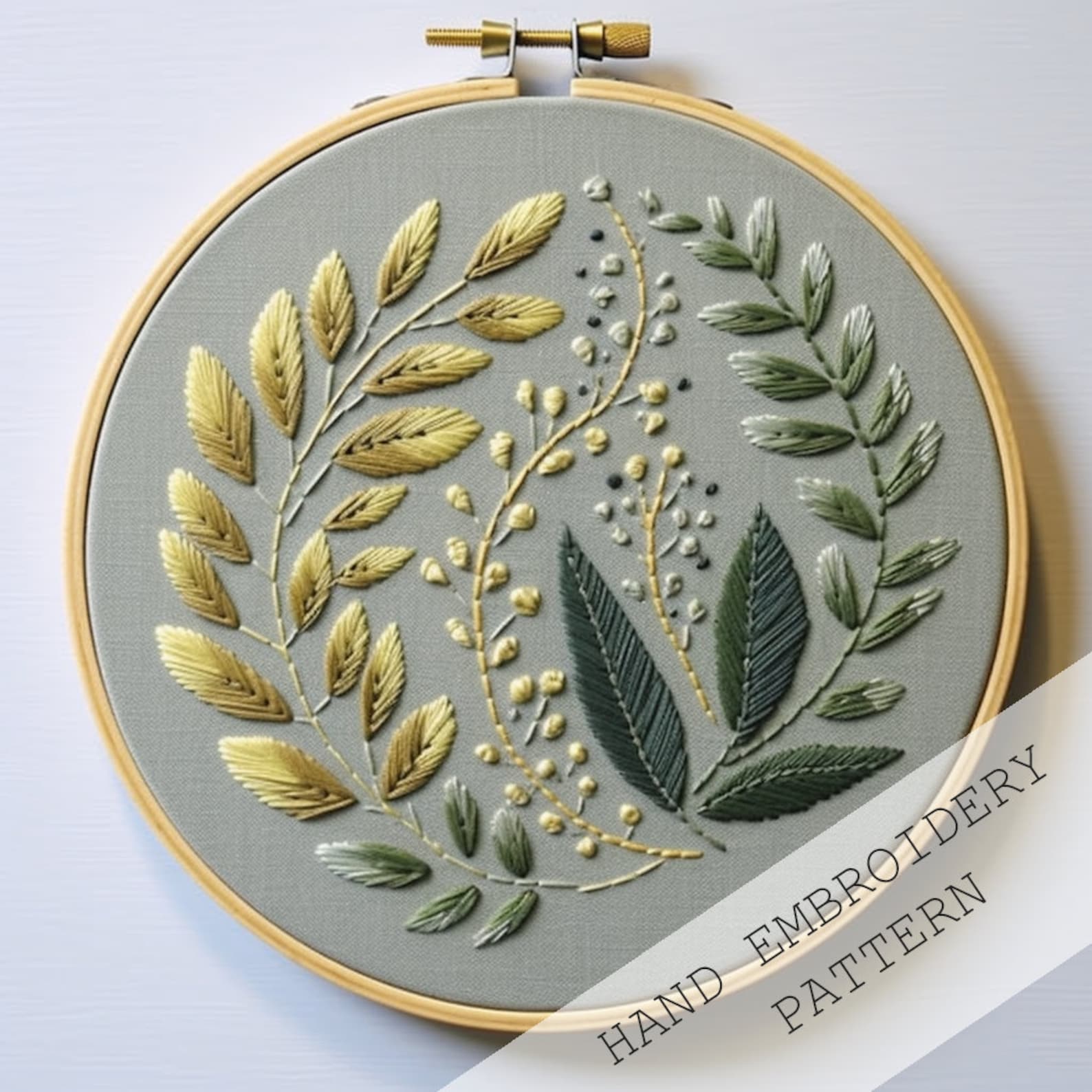 Botanical Leaves Hand Embroidery PDF Pattern: Easy DIY Hoop Art ...