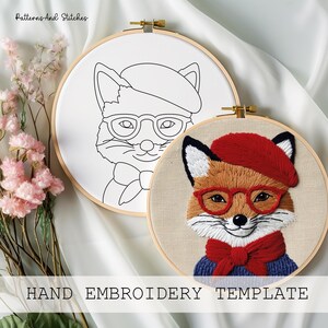 Fox Embroidery Pattern, Woodland Animal Hoop Art, Cute Red Fox Pdf ...