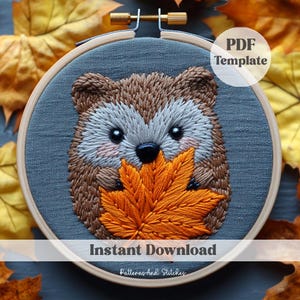 Woodland Hedgehog Hand Embroidery Pattern, Hedgehog Pattern, Woodland animal, Hand Embroidery, DIY Embroidery, Woodland Embroidery, hoop art
