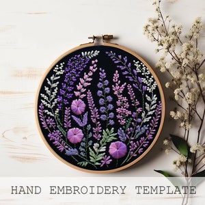 Simple lavender Embroidery Pattern, Instant Download, Beginner friendly, Embroidery Download, Easy Wild Flowers Embroidery, Nature Design