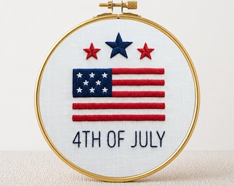 Independence Day Design USA flag Hand Embroidery Pattern PDF Digital Download  Needlework Patriotic American flag Patriotic 4th July decor