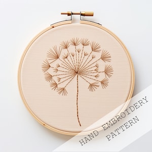 Cute Dandelion Embroidery Pattern, Instant Download, Easy Beginner Embroidery Pattern, Minimalist Embroidery, Nature Hand Embroidery Design