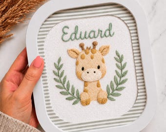 Custom Giraffe Embroidery Pattern: Personalized Nursery Decor (PDF