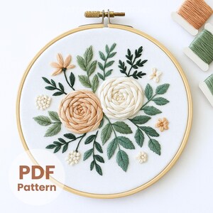 Borduurpatroon bloemenboeket: 6 maten, beginnersvriendelijk modern handwerk (pdf-download)