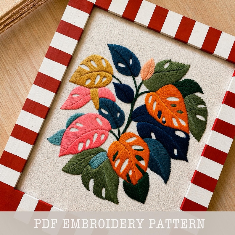Leaves Embroidery Pattern PDF Digital Download Botanical Hoop Art ...