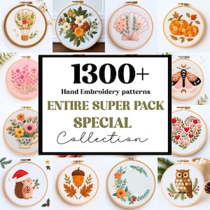 WHOLE SHOP BUNDLE!! 1300+ Embroidery Patterns, All Current And Future Designs, Mega Discount, Lifetime Access, Hand Embroidery Bundle Deal