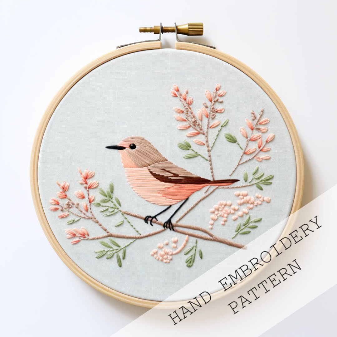 Chickadee Bird Embroidery Pattern, Floral Design, Stitching Art (PDF ...