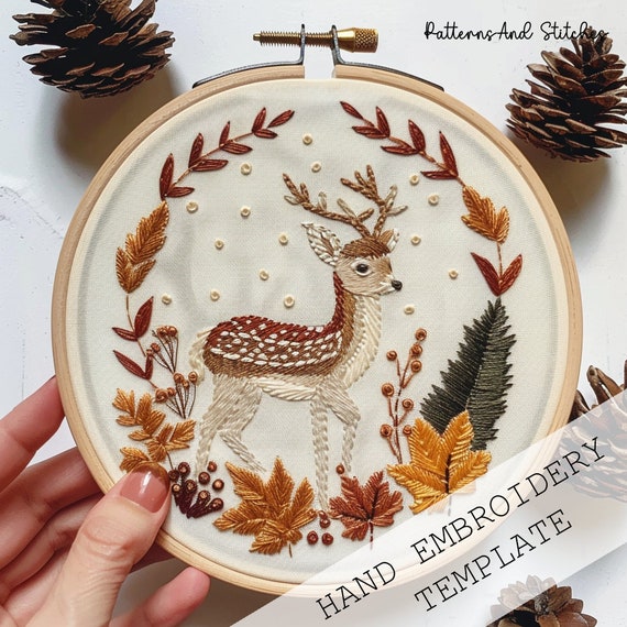 VINTAGE - DEER EMBROIDERY DESIGN SAFARI SHIRT JＫ DEER EMBROIDERY DESIGN SAFARI SHIRT JK（Iron On Round Deer