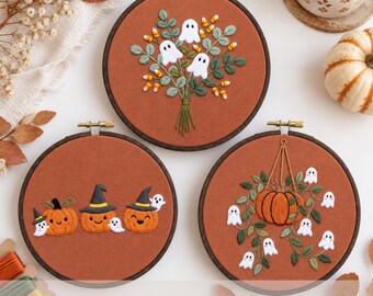 Ghost Embroidery Pattern Bundle Cute Ghosts Hand Embroidery Halloween Spooky Patterns
