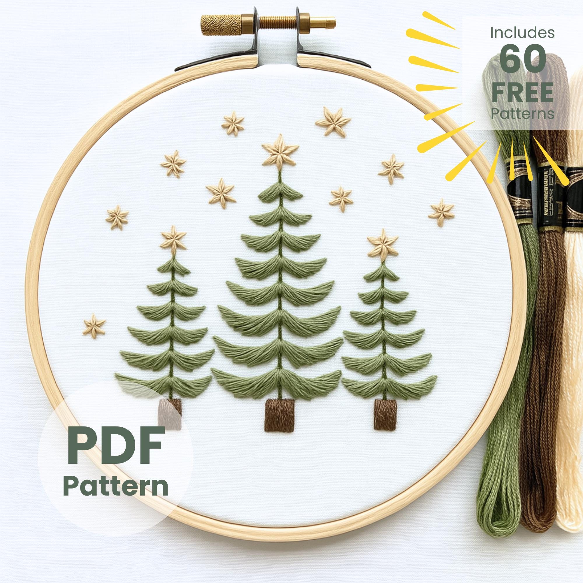 Christmas Tree Hand Embroidery Pattern, Holiday Decor (PDF Pattern) - Etsy