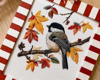 Autumn Bird Embroidery Pattern: Woodland Wreath (PDF)