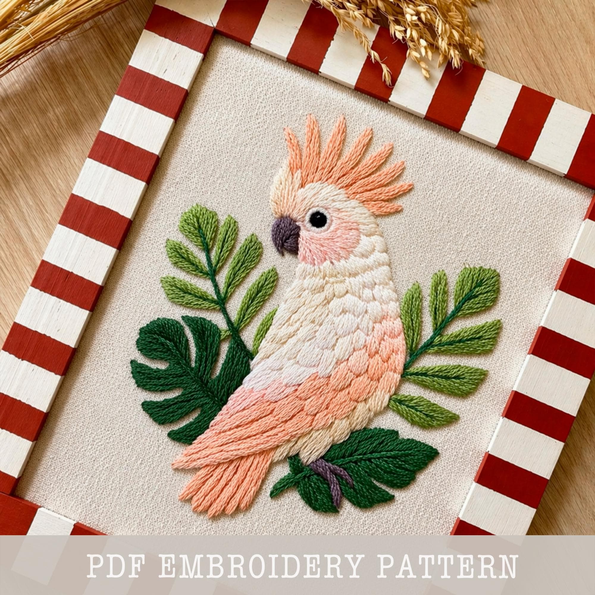 Cockatoo Parrot Embroidery Hoop Art: DIY Pattern, Tropical Bird (instant  Download)