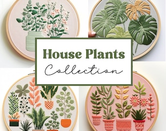 Houseplants Embroidery Patterns: Beginner Hand Embroidery Art, easy crafts (PDF)