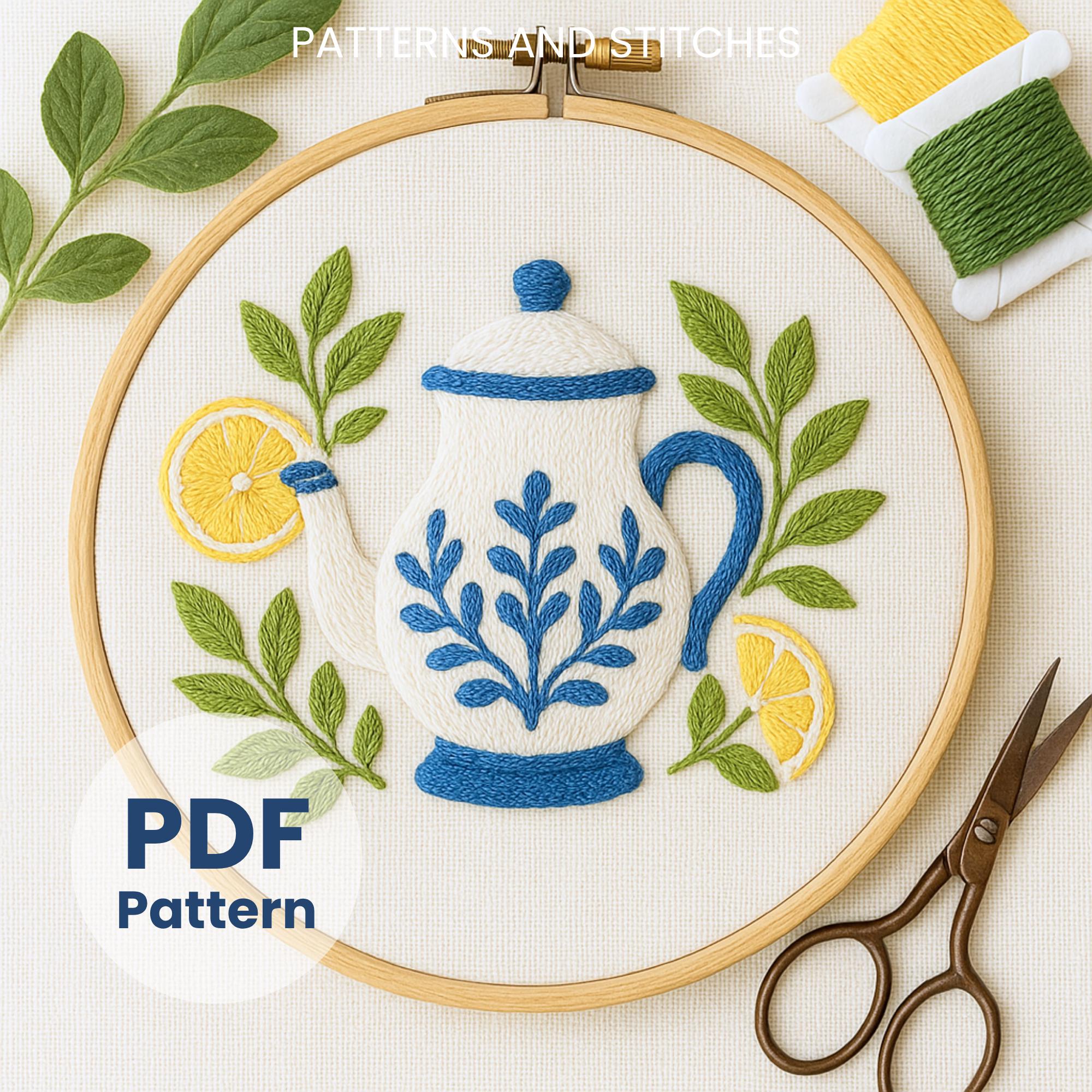 Amalfi Hand Embroidery Pattern: DIY Needlework Design (PDF Downloadable ...
