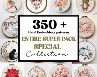 WHOLE SHOP BUNDLE!! 290+ Embroidery Patterns, All Current And Future Designs, Mega Discount, Lifetime Access, Hand Embroidery Bundle Deal