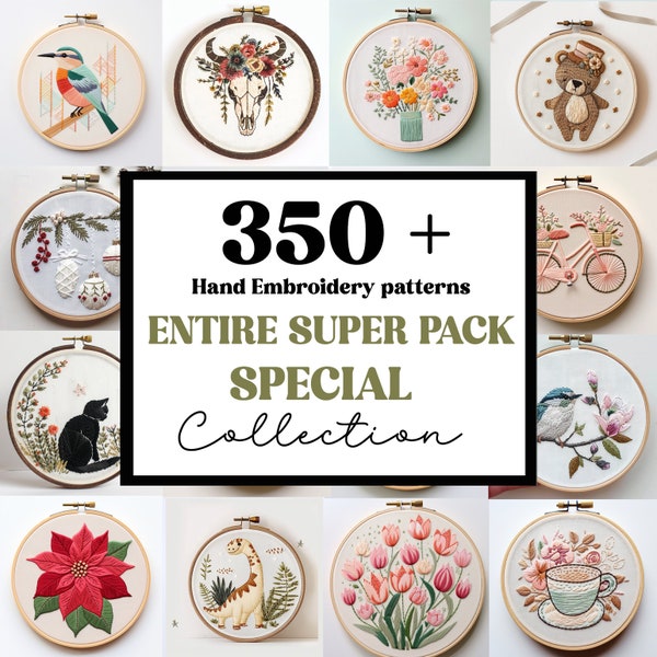 WHOLE SHOP BUNDLE!! 290+ Embroidery Patterns, All Current And Future Designs, Mega Discount, Lifetime Access, Hand Embroidery Bundle Deal