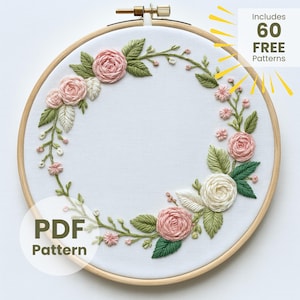 Blumenkranz Stickdatei: Hochzeitsrahmen Design, DIY Dekor (Digitaler Download)