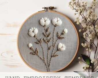 GOLDEN FLOWER embroidery pattern, embroidery hoop art, hand embroidery, house under the stars, home sweet home, flower garden, Wildflowers