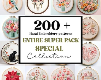 WHOLE SHOP BUNDLE!! 200+ Embroidery Patterns, All Current And Future Designs, Mega Discount, Lifetime Access, Hand Embroidery Bundle Deal