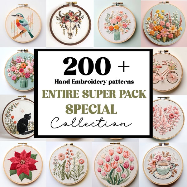 WHOLE SHOP BUNDLE!! 200+ Embroidery Patterns, All Current And Future Designs, Mega Discount, Lifetime Access, Hand Embroidery Bundle Deal