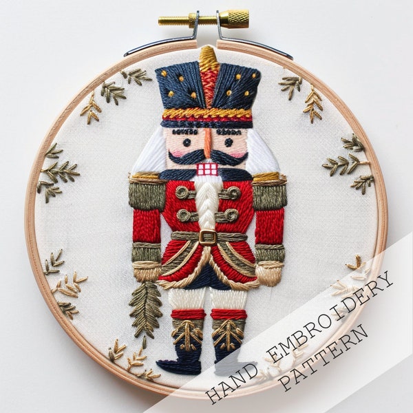 Christmas Soldier embroidery, Nordic Design, Scandinavian Embroidery, Christmas Tree Decor, Seasonal Patterns, Handcraft Ornaments, hoop art