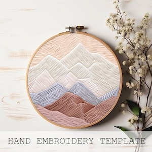 Mountains Hand Embroidery Pattern, PDF Pattern, DIY Embroidery, Modern Embroidery, Landscape Embroidery, Stitching, Handmade Gift, Hoop Art