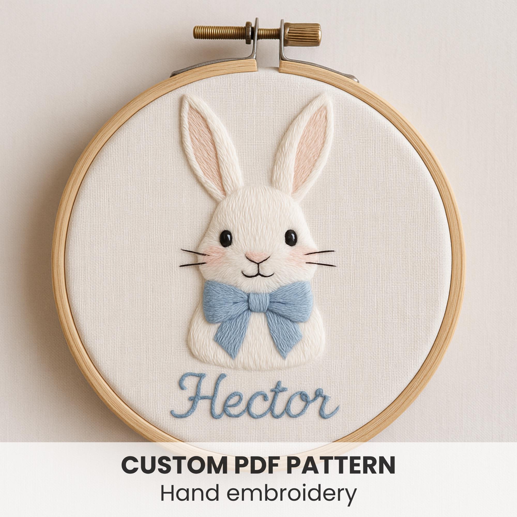 うさぎの刺繍パターン：名前入りの子供部屋装飾（PDFパターン） - Etsy