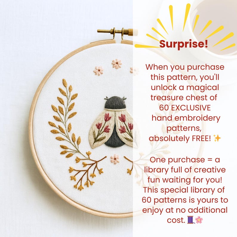 Floral Moth Embroidery Pattern: Spring Insect Design (PDF Pattern ...