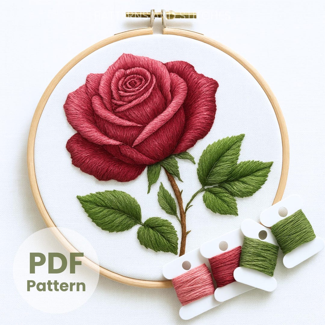 Embroidery Roses Pattern Rose Embroidery Pattern: Floral DIY Design (PDF Instant Download) - Etsy