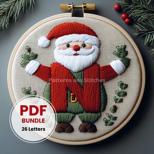 Pacote de letras, padrão de bordado inicial, padrão de bordado personalizado, artesanato para iniciantes, bordado de inverno, bordado de Natal, padrão de alfabeto