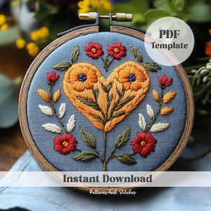Heart Hand Embroidery, Simple Heart, Instant Download, PDF Embroidery, Beginner Friendly, Modern Embroidery, Love Heart Pattern, Home Decor