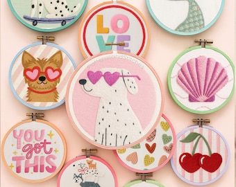 Pastel Girl Embroidery Set: Nursery Gallery Wall decor, hand stitching art (Digital Download)