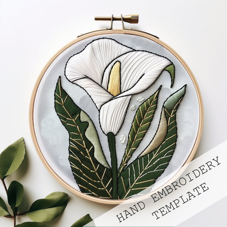 Calla Lily Embroidery Template, Instant Download, Beginner Embroidery ...