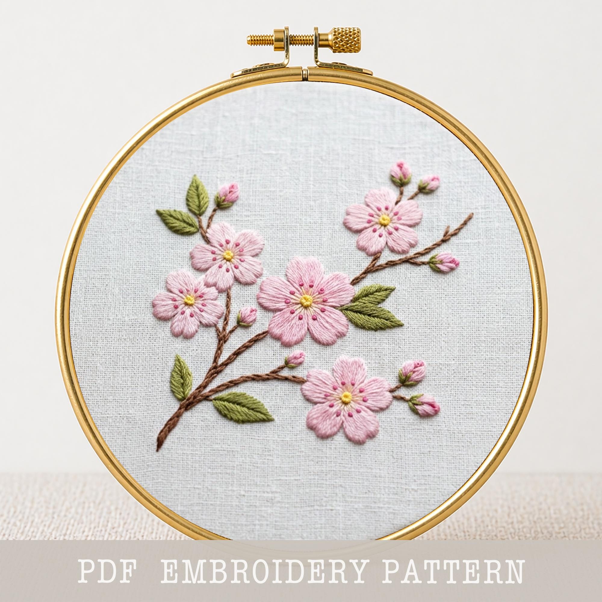 *さくら* オーダーページ Cherry Blossom Embroidery Pattern: Sakura Floral Design (PDF