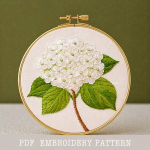 Hydrangea Flower Embroidery Pattern, Needlework Hoop Art, Home Decor Idea (PDF)