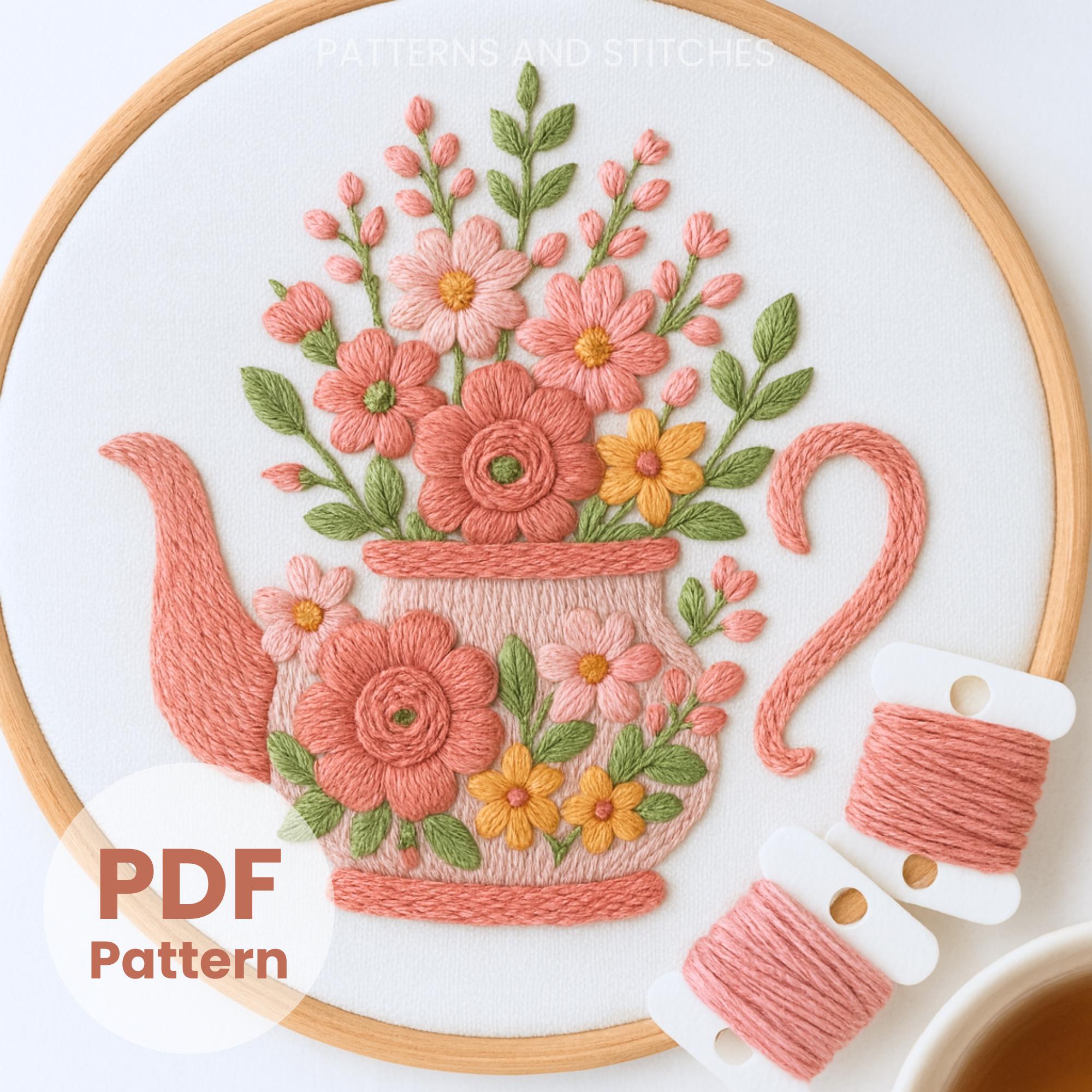 ビンテージ風 ティーポット刺繍アート 【公式通販】