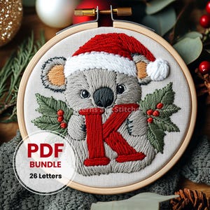Bordado de iniciales personalizado, adornos navideños, bordado de monogramas, letras navideñas, adornos con iniciales navideñas, arte del alfabeto navideño