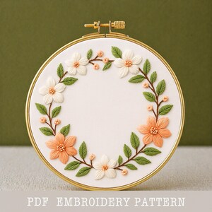 花輪刺繍テンプレート：DIY針仕事、簡単な工芸（PDFパターン）