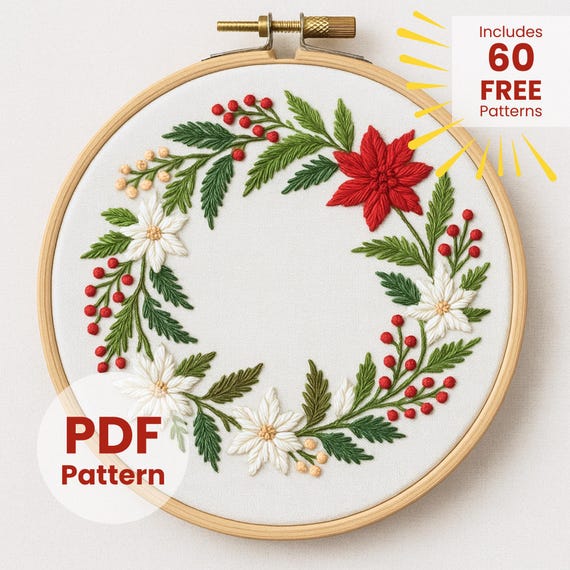 Weihnachtkranz Stickmuster: Weihnachtskranz Stickmuster: Weihnachtskranz Stickmuster: Weihnachtskranz Stickdatei Weihnachtskranz