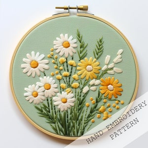 Fresco come una margherita PDF Pattern, PDF pattern download, pattern ricamo, download immediato, file PDF ricamo a mano, progetto ricamo a mano
