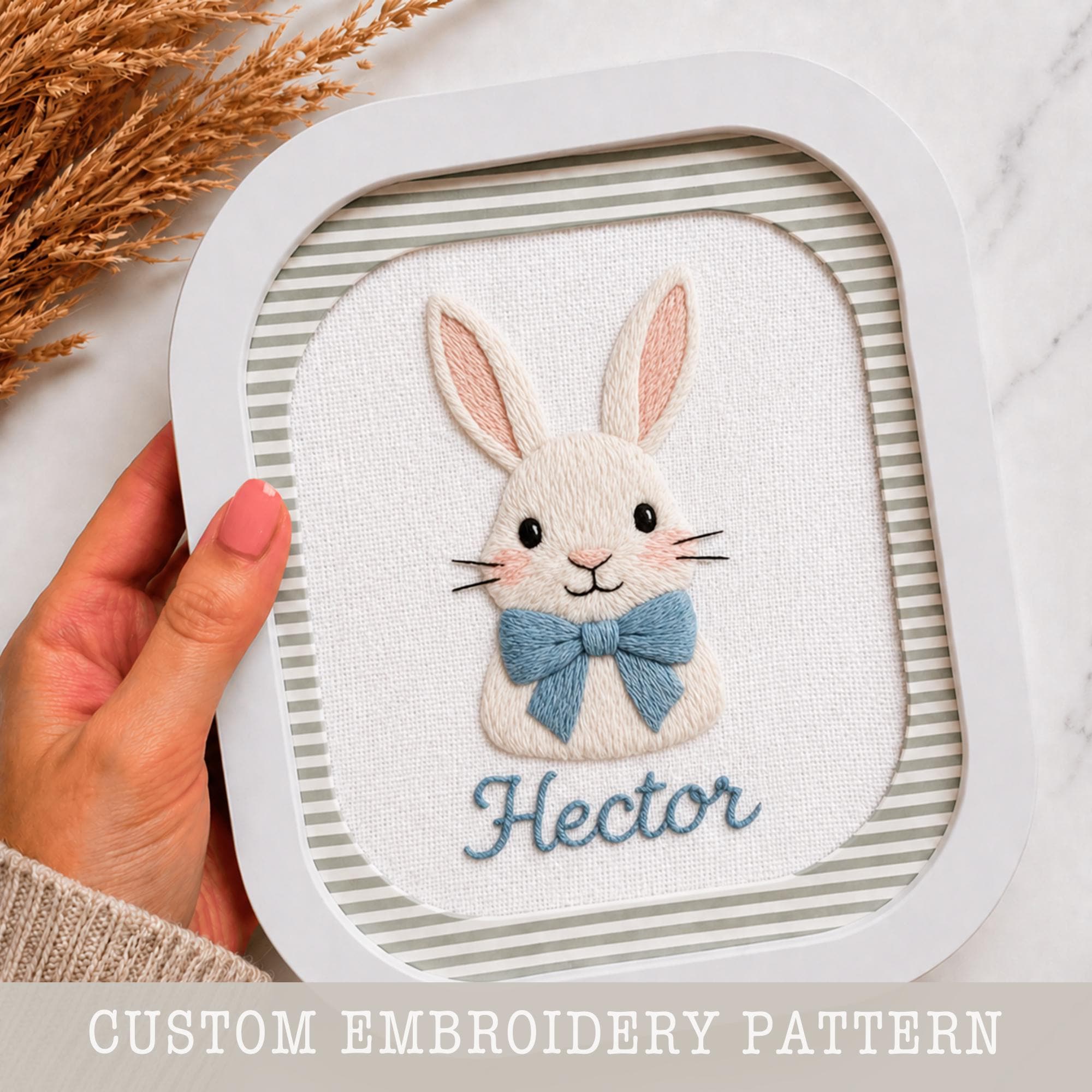 うさぎの刺繍パターン：名前入りの子供部屋装飾（PDFパターン） - Etsy