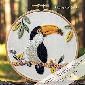 Toucan Tropical Embroidery / PDF Pattern / Embroidery Pattern / Beginners Friendly / Instant Download / Bird Embroidery /Creative embroidery